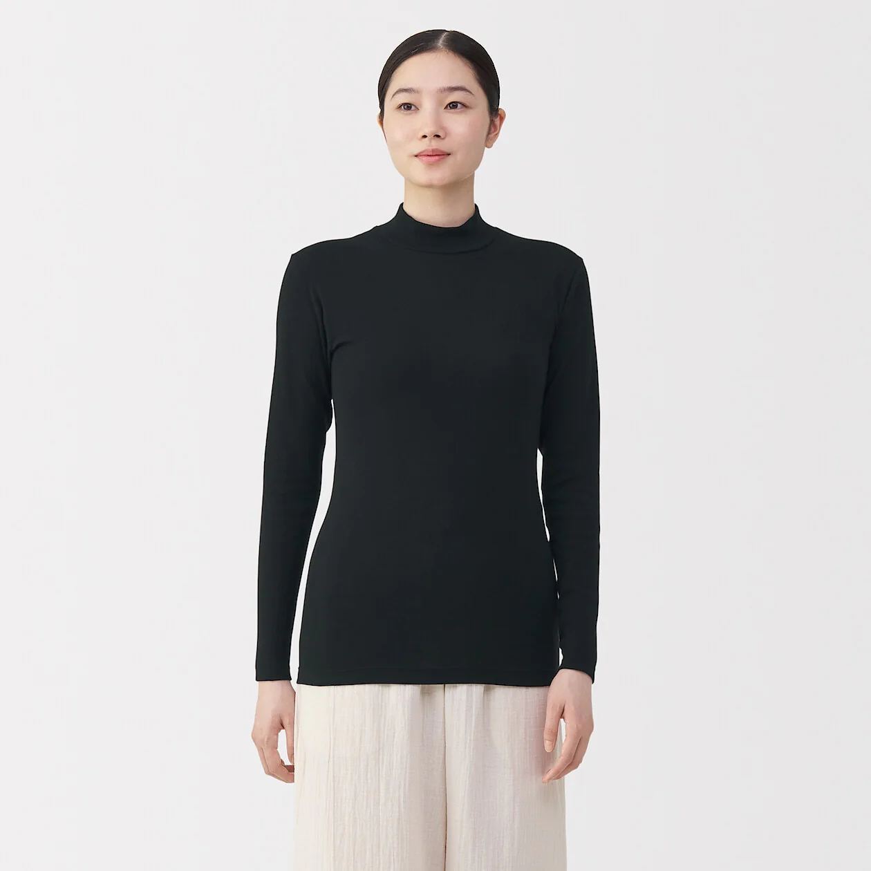 Warm Cotton Mockneck Long Sleeve T-Shirt - Image 8
