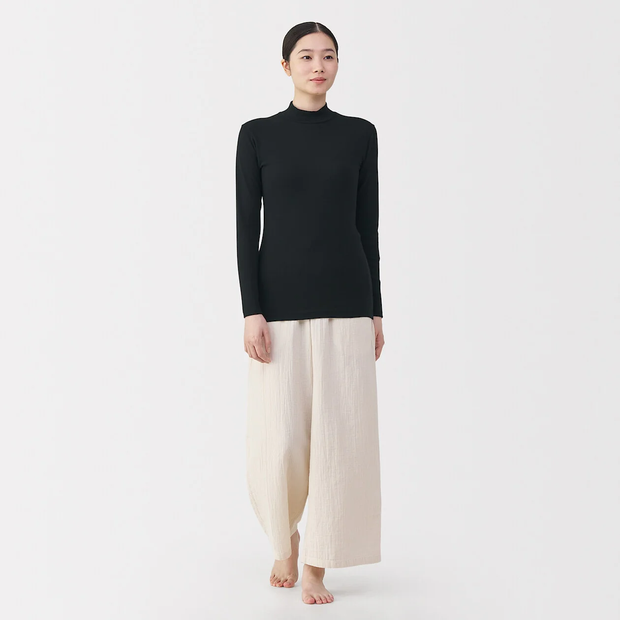 Warm Cotton Mockneck Long Sleeve T-Shirt - Image 9