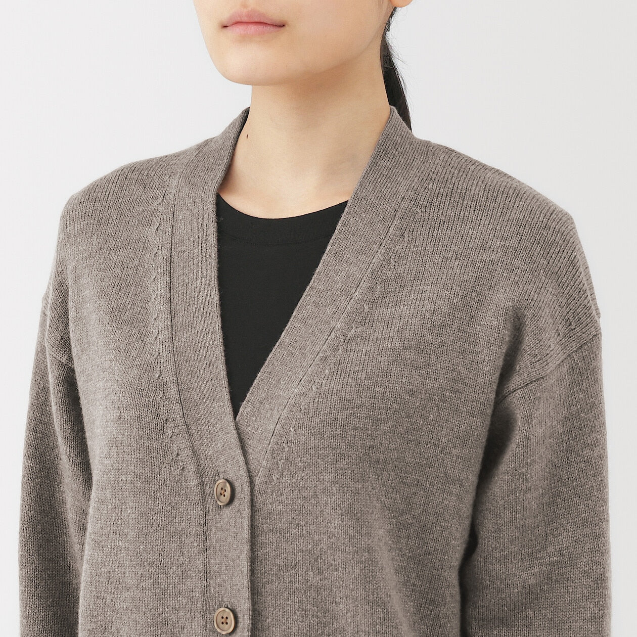 Washable Wool Mid-Gauge V-Neck Cardigan - Image 10