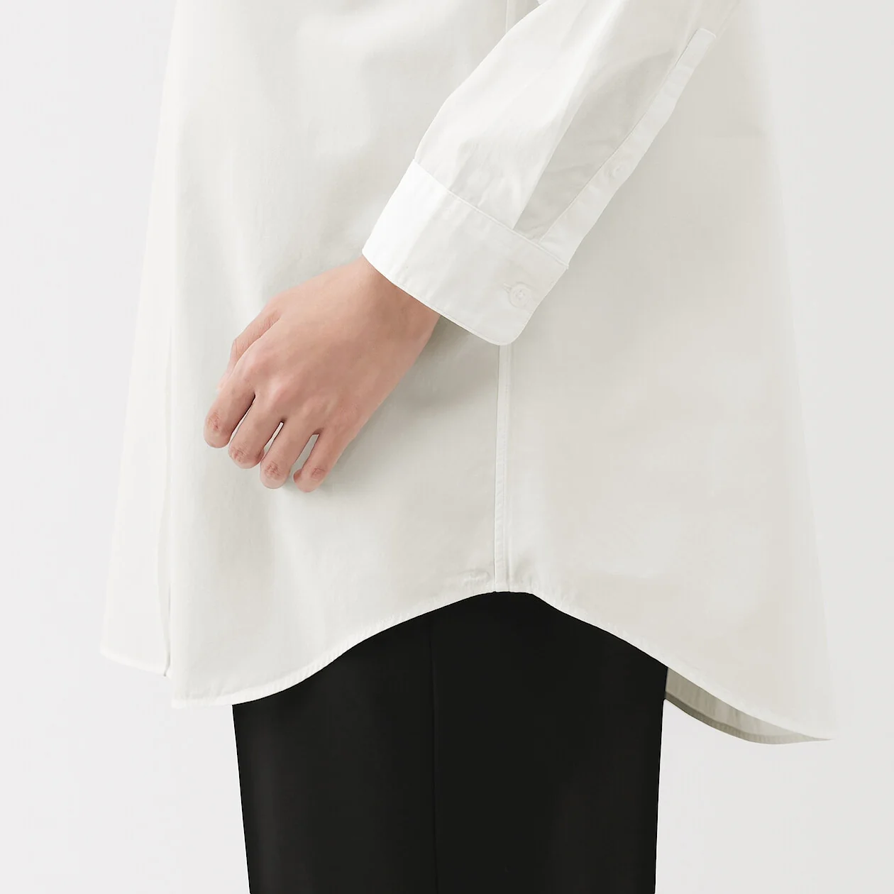 Washed Broadcloth Stand Collar Long Sleeve Shirt - Image 11